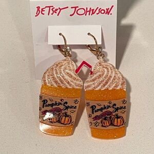 Betsey Johnson Pumpkin Spice Dangle Earrings NWT